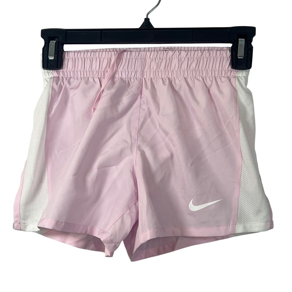 Nike Kids Pastel Pink White Sporty Athletic Shorts Girls Medium Comfort Dri-Fit